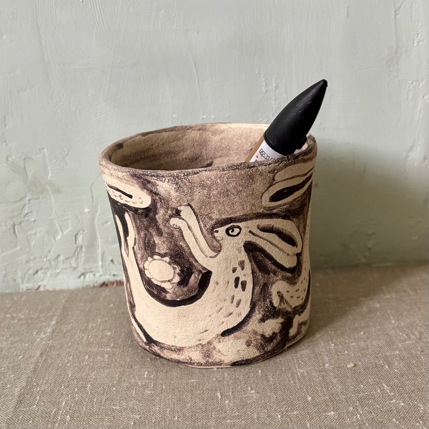 Bunny dance pot/vase/vessel