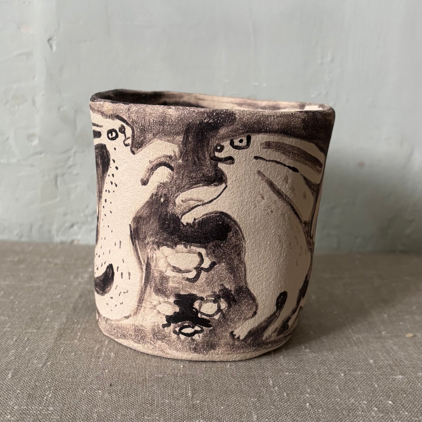 Bunny dance pot/vase/vessel