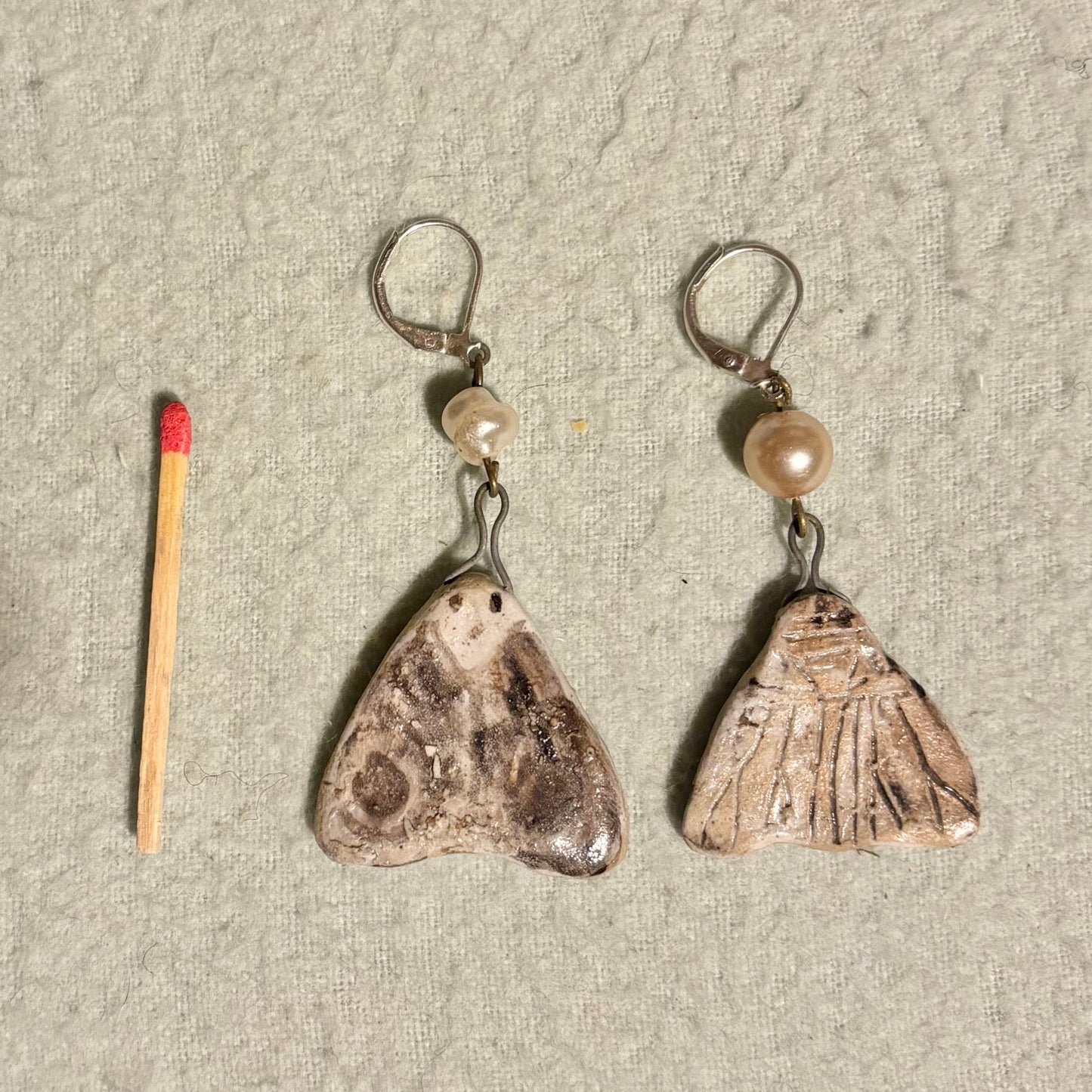 Moth and pearl earrings