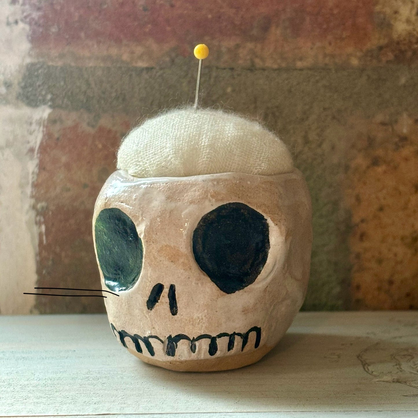 Ceramic Pin Cushion Skull