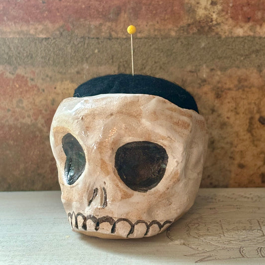 Ceramic Pin Cushion Skull