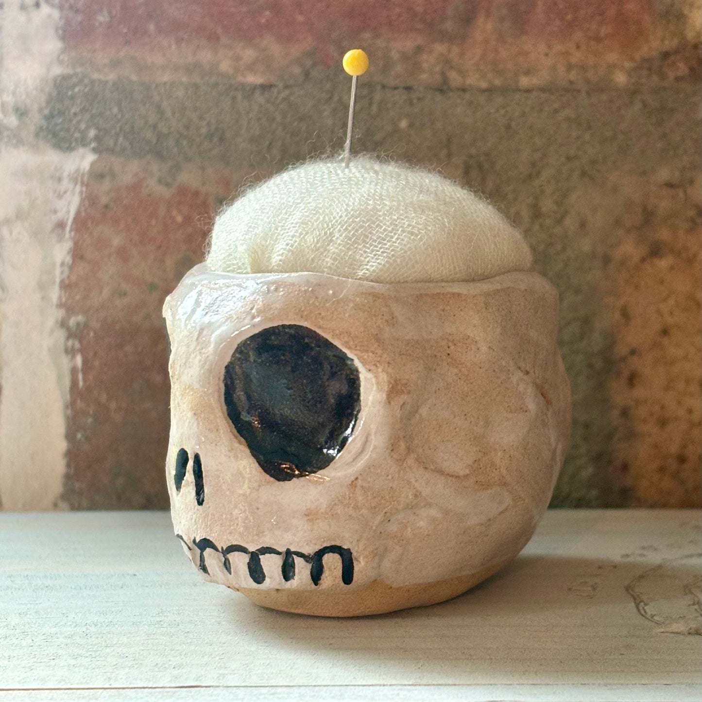 Ceramic Pin Cushion Skull